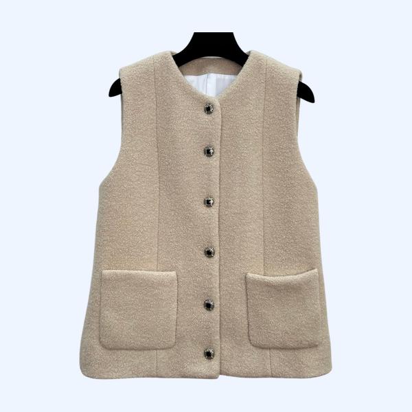 샤넬 더블 포켓 울 배스트