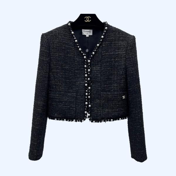 샤넬 진주장식 트위드 재킷