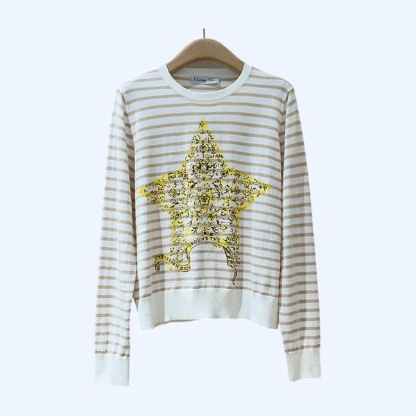디올 크루넥 스트라이프 프린트 풀오버