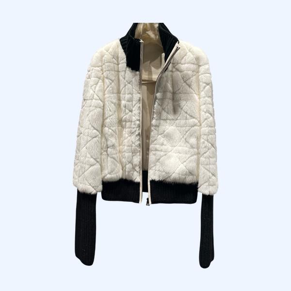 디올 화이트 밍크 집업 니트