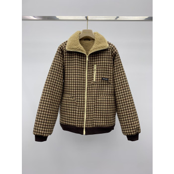 미우미우 램 울 플레드 재킷