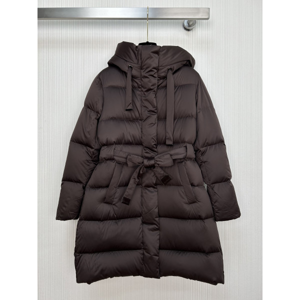 막스마라 미디엄 기장 후드 다운 재킷