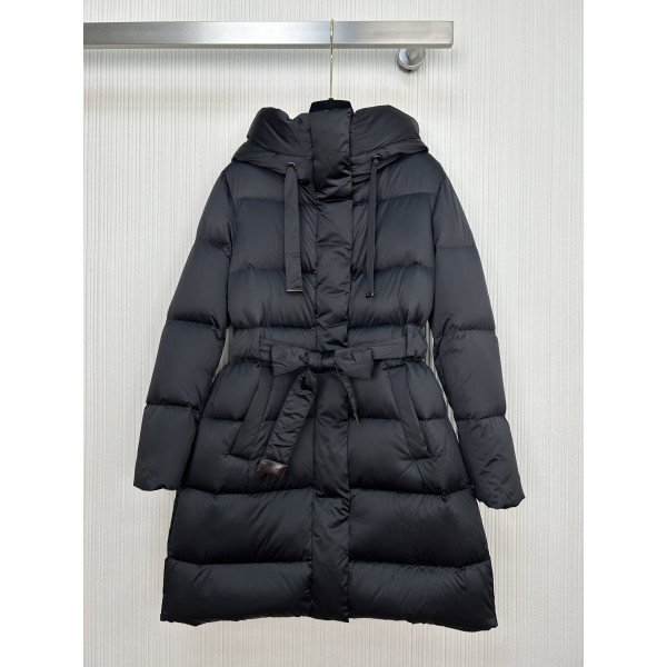 막스마라 미디엄 기장 후드 다운 재킷