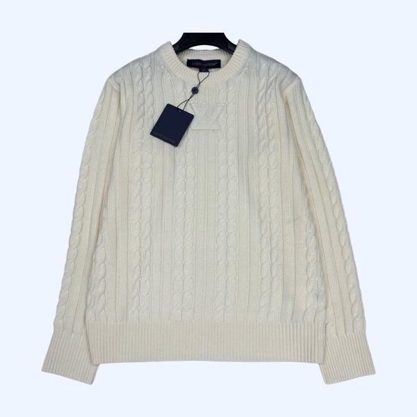 LV 풀오버 트위스트 스트링 라운드넥 니트