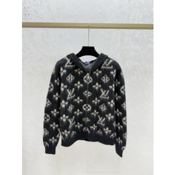 LV 후드 노안 레터 롱 니트