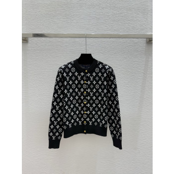 문자 라운드 넥 카디건