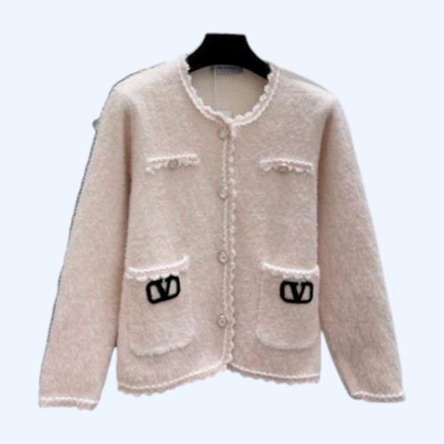 발랜티노 레이스 라운드낵 니트 자켓