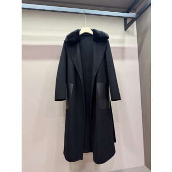 팬디 캐시미어 가죽포켓 코트