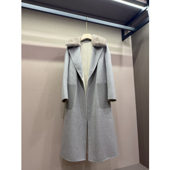 팬디 캐시미어 가죽포켓 코트