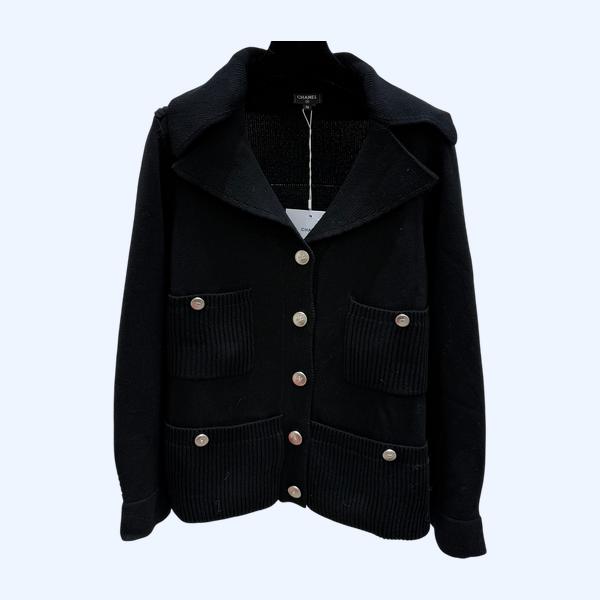 샤넬 솔리드 컬러 심플 V넥 가디건