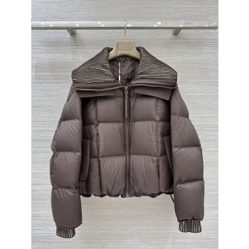 라펠 레터링 니트 숏다운재킷