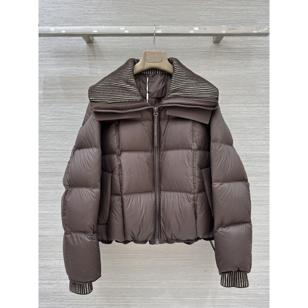 라펠 레터링 니트 숏다운재킷