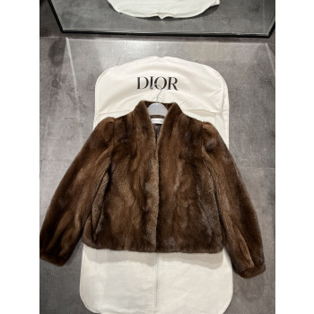 디올 v넥 스탠드업 칼라 밍크재킷