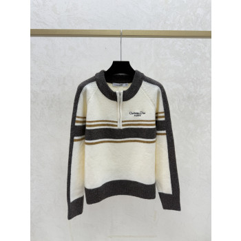 디올 스트라이프 라운드 넥 롱니트