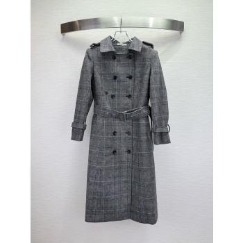 디올 자수 플레드 코트