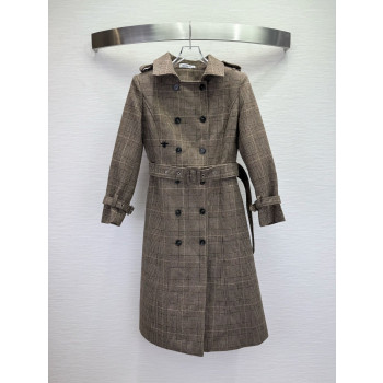 디올 자수 플레드 코트