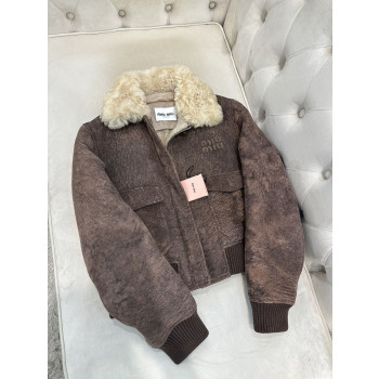 미우미우 스웨이드 프로스티드 패턴 재킷