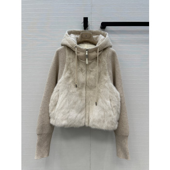 BC 실버 오키드 밍크 퍼 구스다눙 후드 재킷