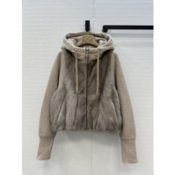 BC 실버 오키드 밍크 퍼 구스다눙 후드 재킷