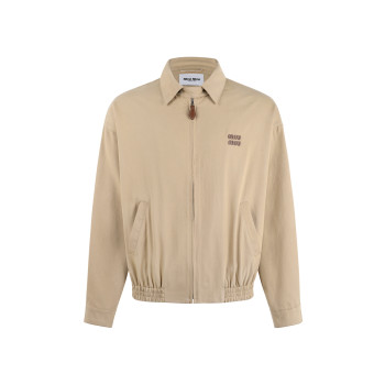 미우미우 솔리드 컬러 라펠 지퍼 재킷