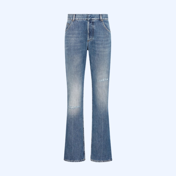 블루 스톤워싱 코튼 데님바지