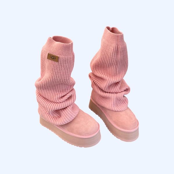 구찌 미니 라운드 울 핑크 부츠