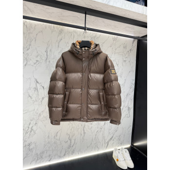 버버리 로고 후드 다운재킷