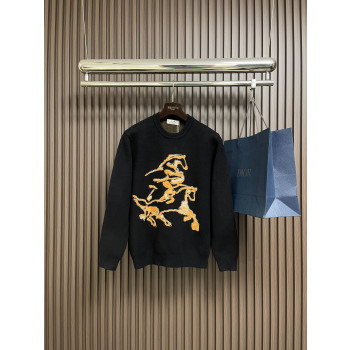 에르메스 무늬 자카드 라운드넥 니트