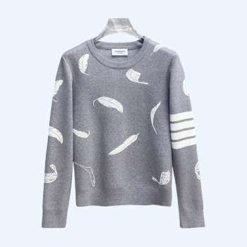 TB 깃털 크루넷 울 스웨타