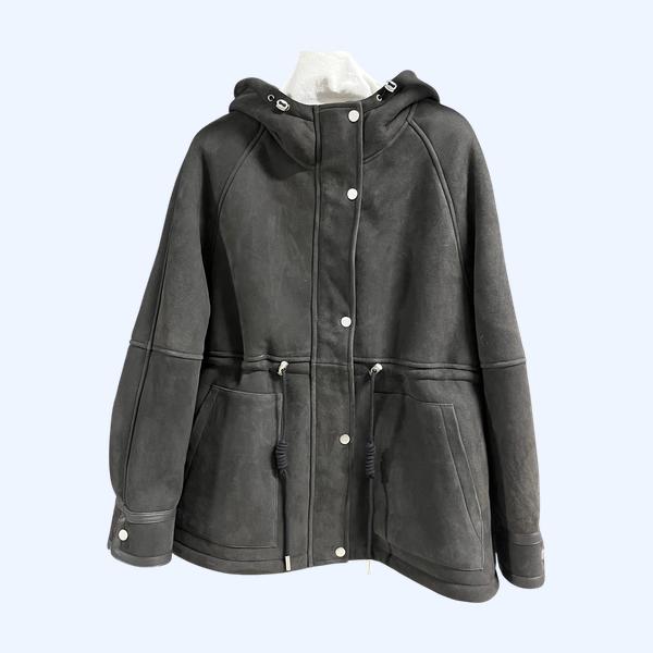 발랜시아가 레트로 스웨이드 후드 자켓