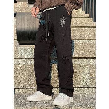 크롬 하즈 자수 무늬 팬츠