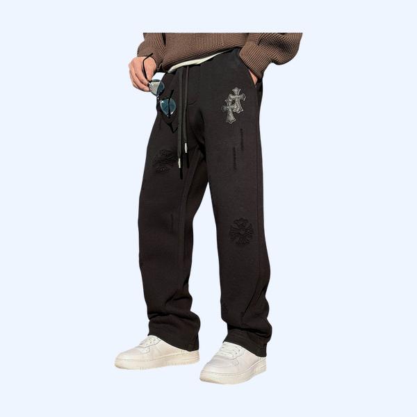 크롬 하즈 자수 무늬 팬츠