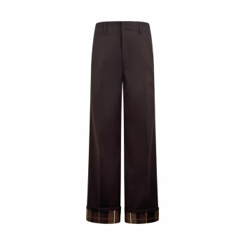 LV 로고 체크무늬 팬츠