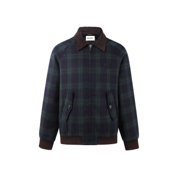 미우미우 라펠 대비 체크 튈 재킷