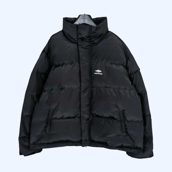 발랜시아가 프린트 로고 레터링 지퍼 다운 재킷