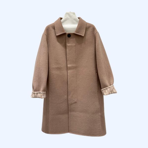 디올 로고 울 롱코트