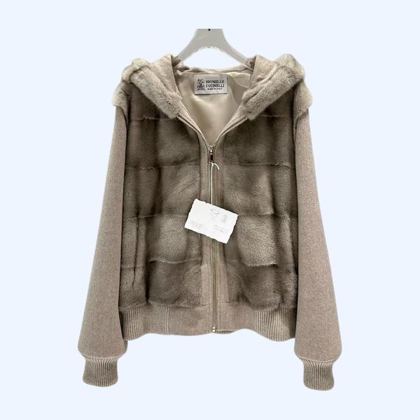 BC 후드 밍크 캐시미어 재킷