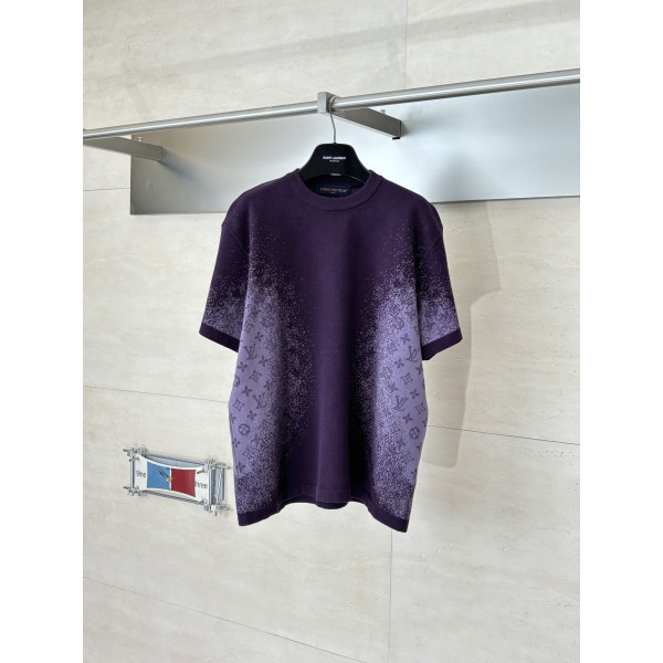 LV 그라데이션 자카드 니트 반팔