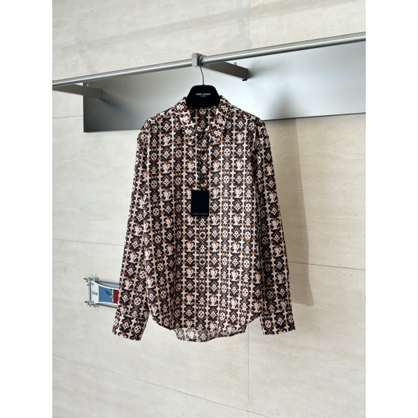 LV 모노그램 오버레이 실크 셔츠