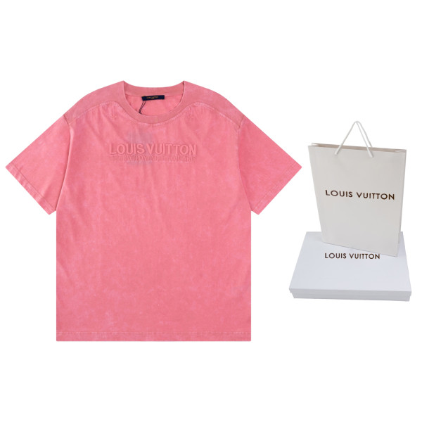 LV 워시드 핌플 자수 라운드넥 반팔 티셔츠