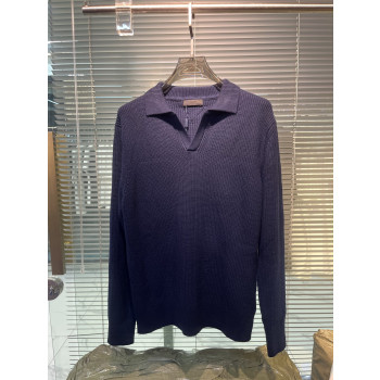 LV 자수V라펠 골지 스웨터