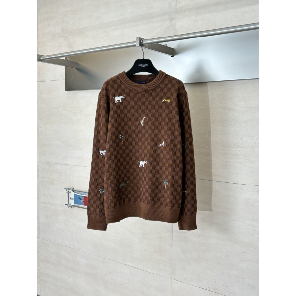 LV 자수니트 크루넥 풀오버 스웨터