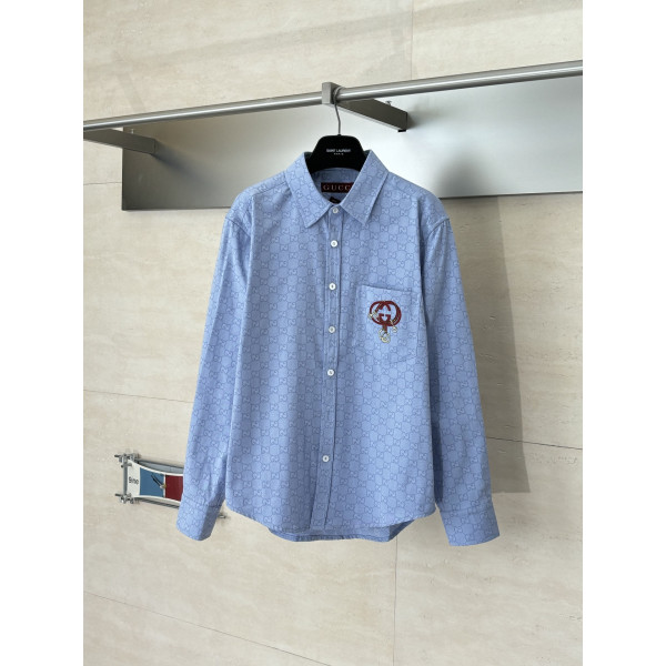 구찌 자수 풀프린트 더블 G셔츠