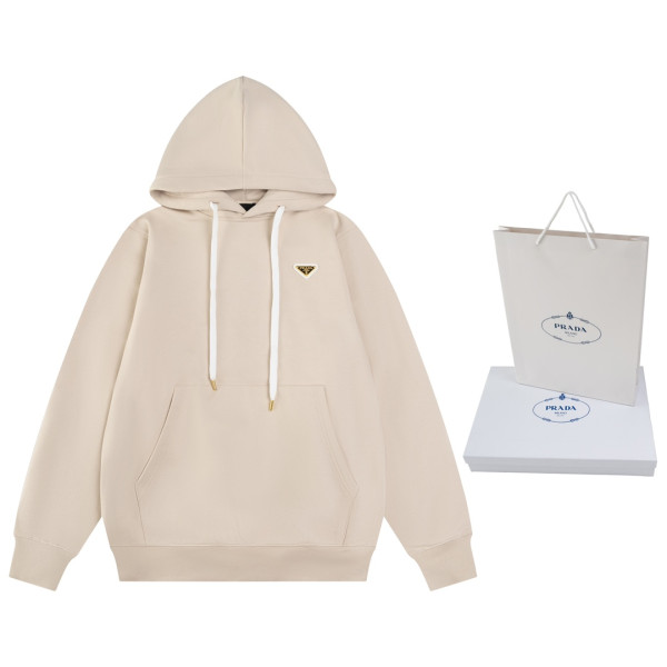 프라다 트라이앵글 골드로고 후드티