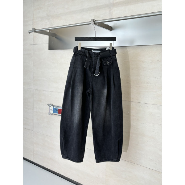 로에베 데님 가죽 브랜드 벨트 팬츠