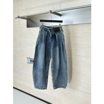 로에베 데님 가죽 브랜드 벨트 팬츠