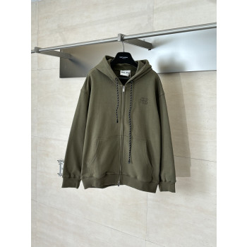 미우미우  프렐류드 워싱 디스트레스드 모자치퍼 재킷