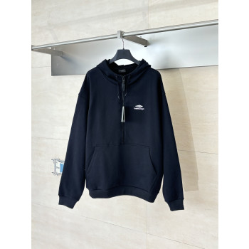 발렌시아가 스키 자수 후드 하프 집업 스웨트셔츠