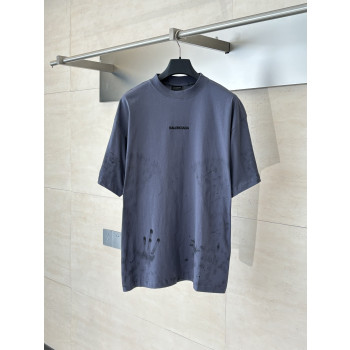 발렌시아가 잉크 디스트레스드 자수 반팔