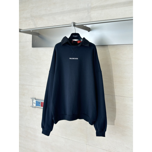 발렌시아가 자수 셔츠 스웨트셔츠